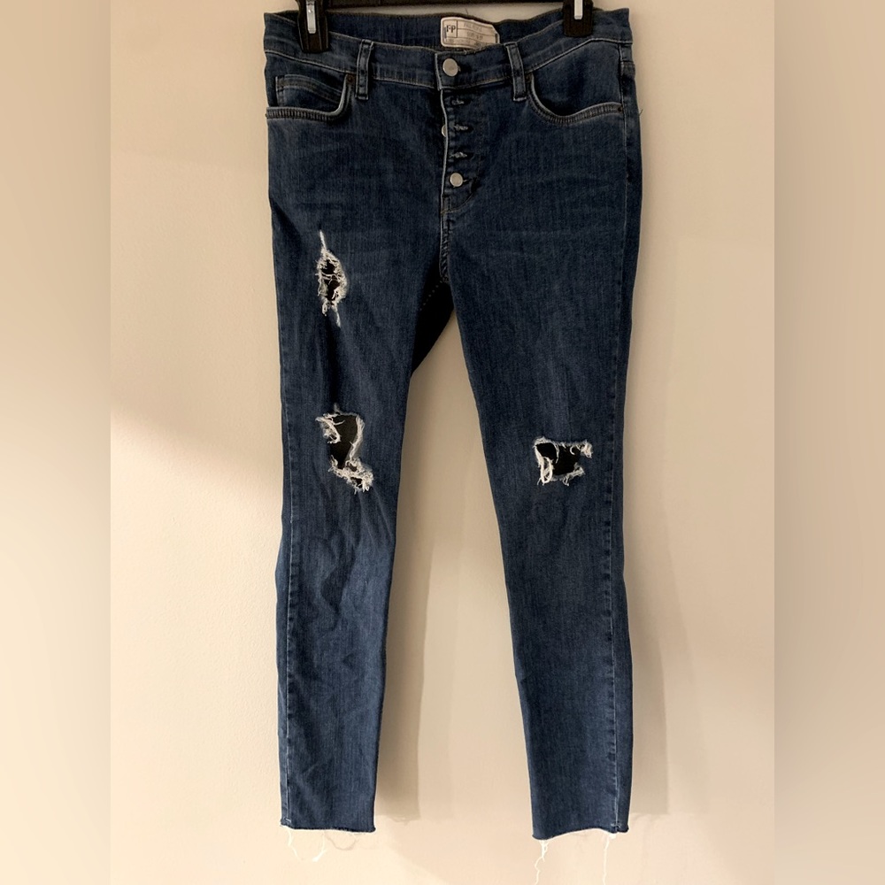 Free people ripped skinny jeans, size 27